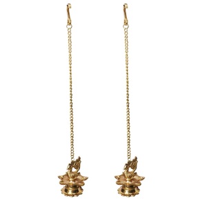 Lampe à huile décorative en laiton en forme de paon avec chaîne, design industriel, pour la maison, le temple, Diwali, les anniversaires - Product Image 4
