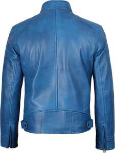 Chaqueta de Cuero para Motociclista con Diseño Personalizado, Recubierta y Tejida, para Hombre, con Cuello Alto, Logotipo Frontal, Piel de Oveja, Transpirable e Impermeable para Invierno - Product Image 3