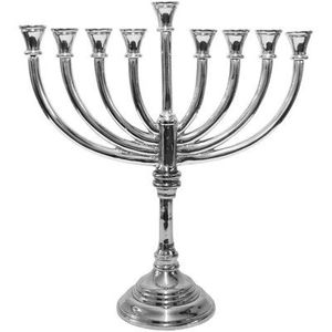 Luxury Silver Metal Menorah Candle Holder For Holiday Celebration And Home Dining Table Centerpiece Decor - Product Image 1