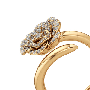 Anillo de Cóctel con Flor Romántica, Oro Sólido de 18K, Diamante de Corte Brillante Redondo, Joyería de Boda para Mujer - Product Image 2