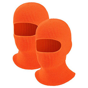 Cagoule en tricot orange, masque intégral, hauteur 36 cm, largeur 20 cm, unisexe, pour l'extérieur, taille adulte - Product Image 2