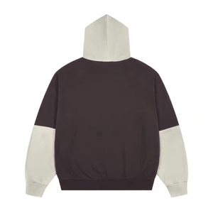 เสื้อฮู้ดซิปสีบล็อกแบบกำหนดเอง ผ้าฝ้ายฟลีซทรงโอเวอร์ไซส์ สตรีทแวร์ คุณภาพพรีเมียม เสื้อฮู้ดซิปแบบยูนิเซ็กส์ - Product Image 3