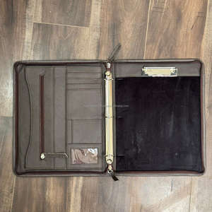 Western A4 Length Paper Zipper <b>Hand</b> Tooled Leather Business Conference Customized Genuine Leather Document Portfolio <b>File</b> - Product Image 6