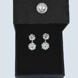 Moissanite Round Cut Diamond <b>Dangle</b> <b>Earrings</b> For Women's 925 <b>Silver</b> Elegant Proposal Jewelry for Wedding Engagement Gift - Product Image 2