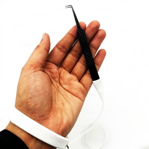 Pince à épiler pour extensions de cils personnalisable, en acier inoxydable, à pointe fine, avec protège-poignet en caoutchouc, outil professionnel de soin de beauté - Product Image 4