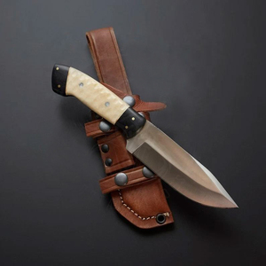 OEM Custom Handmade D2 Steel Hunting Skinner <b>Knife</b>, <b>Bone</b> <b>Handle</b> Fixed Blade Camping Outdoor EDC <b>Knife</b> with Leather Sheath Gift - Product Image 1