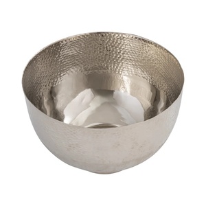 Sleek Silver Double-Walled Decorative Bowl <b>Chrome</b> Industrial Style Metal Basin Round Minimalist Centerpiece Dish Food Container - Product Image 6