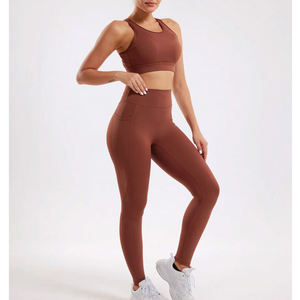 New Fashion Casual Solid Summer Yoga Jackets Gym Leggings High-waisted Sports Shorts 2-Piece <b>Set</b> for Women Cotton Comfortable - Product Image 3