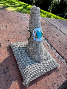Paige Wallace Turquoise Adjustable <b>Ring</b> Sterling <b>Silver</b> Handmade Southwestern Boho <b>Statement</b> Jewelry Artisan Gift for Her - Product Image 4
