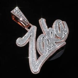 <b>Custom</b> <b>Name</b> Letter Moissanite Pendant <b>Necklace</b> Two Tone Gold Plated 925 Silver Iced Out Hip Hop Jewelry - Product Image 2