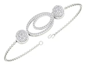 Bracelet chaîne en or massif 18 carats avec diamants ovales doubles de 1,00 carat cultivés en laboratoire, collection EtherStar Jewels, bijoux fins - Product Image 3
