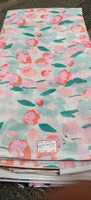 Tissu pour sac d'été Blossom Breeze 100% polyester imitation lin, motif floral, toucher doux, rose éclatant