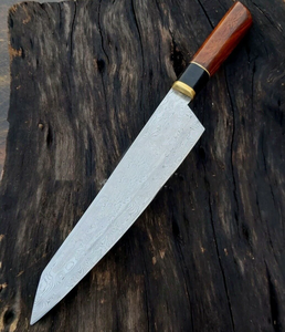 Couteau de chef LEGACY BLADES en acier Damas, fait main, professionnel, pour la cuisine, manche en bois de rose, ambidextre, lame de 8 à 9,9 pouces - Product Image 4