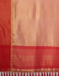 KV <b>Red</b> Woven Traditional Silk Reversible Designer Saree with Unstitched <b>Blouse</b> for Wedding Party & Diwali - Product Image 4