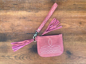 Real Suede Leather <b>Boot</b> Stitch Tassel <b>Zipper</b> Coin Purse Genuine Leather Large Capacity Change Purse Wrist Mini Women Wallets - Product Image 2
