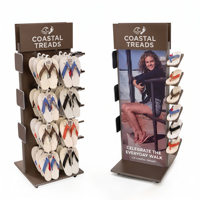 Présentoir moderne en métal sur roulettes pour tongs - Support de sol suspendu pour sandales, idéal pour les magasins de plage et la vente au détail