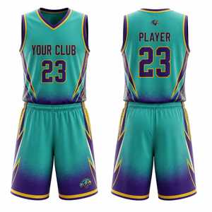 Ensemble de maillots de basket-ball personnalisés pour hommes, impression par sublimation, tissu en maille respirant sur le devant, séchage rapide, vêtements de sport d'été - OEM/ODM - Product Image 1
