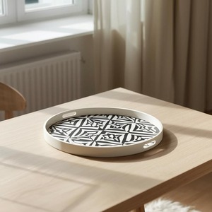 Bandejas de madera con incrustaciones de hueso para desayuno, hechas a mano, decorativas para mesa, café, té, pan, fruta, hogar, restaurante - Product Image 1