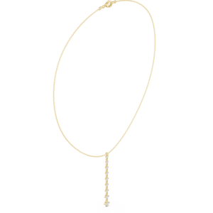 Collier pendentif barre verticale en or jaune avec diamant de laboratoire pour femme |   Chaîne de bijoux minimaliste avec diamants ronds, cadeau - Product Image 1