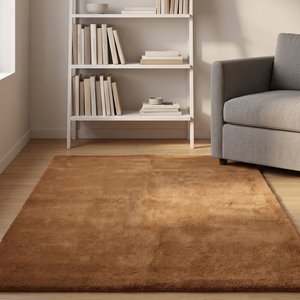 Alfombra de Lana Color Camel Minimalista Hecha a Mano, Alfombra de Pelo Denso y Suave para Decoración de Hogar, Oficina y Estudio - Product Image 3