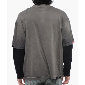 T-shirt Homme Oversize en Lin/Coton avec Logo Rose Imprimé sur le Devant, Col Rond, Manches Longues, Coupe Ample, Écologique, Séchage Rapide et Respirant - Product Image 4