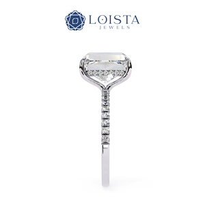 Anillo de Compromiso de Lujo con Diamante Cultivado en Laboratorio, Corte Esmeralda, Solitario, Oro de 18k, 14k, 9k o Plata de Ley, con Tallo Curvo, Joyería Fina - Product Image 2