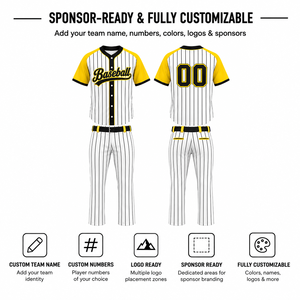 Ensemble uniforme de baseball pour hommes, manches courtes, 100 % polyester, jersey respirant, pantalon en polyester, personnalisable, toutes saisons - Product Image 2