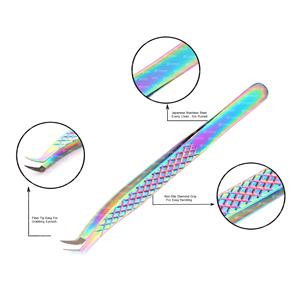 Pince à épiler à extension de cils en acier inoxydable de haute qualité arc-en-ciel - Product Image 1