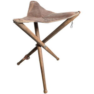 Taburete de caza de cuero hecho a mano, portátil, con trípode, para camping, venta al por mayor, proveedor OEM, muebles de exterior de primera calidad en venta - Product Image 1