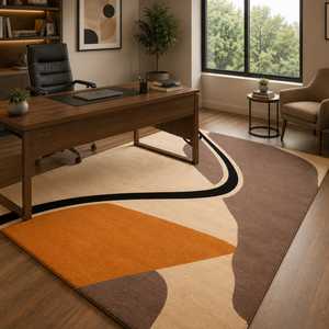 Tapis géométrique moderne en laine de Nouvelle-Zélande tufté à la main, tapis abstrait pour salon, bureau, chambre à coucher, hôtel, décoration - Product Image 2
