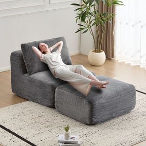 Divano Sezionale Modulare Moderno Cloud con Chaise Longue Singola, in Tessuto Corduroy Pet-Friendly con Memory Foam per Soggiorno - Product Image 6