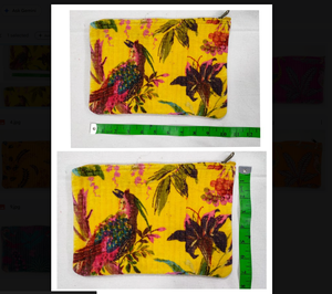 Green Quilted With Animal Print Zipper Closure Bohemian Style Portable Makeup Pouch - Product Image 3