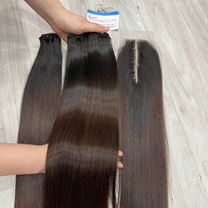 ผมต่อแบบตรงกระดูกของ Sdd ผมตรงเป็นมัดและลูกไม้ที่ปิดผมต่อสี - Product Image 2
