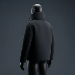 Chaqueta acolchada minimalista negra para hombre, con cuello alto, cremallera completa, abrigo de invierno cálido y aislante, informal, para exteriores. - Product Image 2