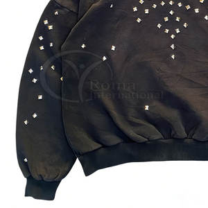 Sudadera con Capucha de Felpa para Hombre, Oversize, Estilo Urbano, con Pedrería y Lavado Ácido, de Lujo - Product Image 6