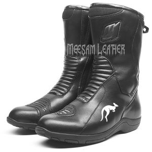 Bottes de moto en cuir pour hommes, design unique et tendance, qualité supérieure, doublure en mesh respirant, style course, ventilées, blanches - Product Image 3