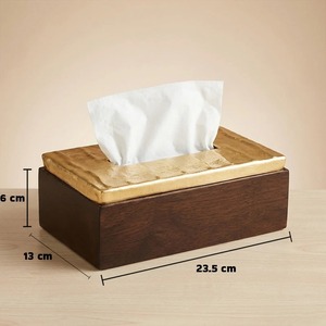 Top Quality Metal <b>Tissue</b> <b>Box</b> with Wooden Base Convenient Napkin <b>Holder</b> for Home Hotel & Office Tabletop Use At Bulk - Product Image 4
