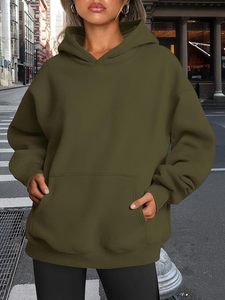 Sudadera con capucha extragrande personalizada para mujer, de forro polar liso, estilo casual urbano, holgada, al por mayor, OEM, en blanco - Product Image 6