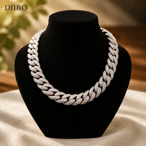 Moissanite Cuban Chain Necklace Ice Cubed Link <b>Choker</b> Statement Jewelry for Wedding Party Wear - Product Image 1