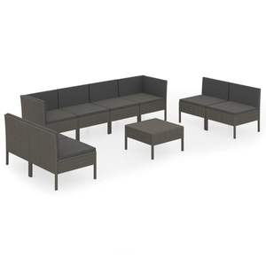 Conjunto de Muebles de Jardín de Acero con Recubrimiento en Polvo y Ratán PE Gris, Producto de Poliéster Duradero - Product Image 2