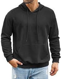 Custom Men's Streetwear Hoodie - High Quality 100% Cotton <b>Fleece</b> Plain <b>Black</b> Pullover with Pocket - Product Image 3
