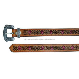 Ceinture d'outillage en cuir de vache occidentale véritable 100% sur mesure 40mm avec design en relief floral Fabricant de grossiste en Inde - Product Image 3