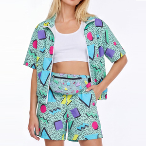 Fournisseur direct d'usine : ensembles coupe-vent et shorts pour filles et femmes, sur mesure, ensemble 2 pièces coupe-vent et shorts pour femmes - Product Image 2