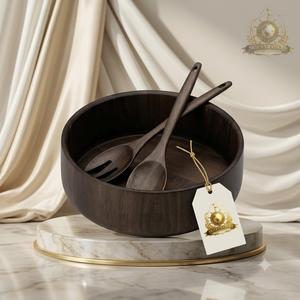 Moderna Ensaladera de Madera con Acabado Liso, Tazón Redondo de Madera Natural para Servir Frutas, Vajilla de Madera para Mesa de Cocina - Product Image 2