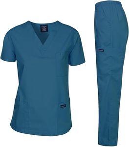 Blouse d'hôpital rose pour femmes, manches courtes, col en V, coton et polyester tissé, pour les professionnels de la santé - Product Image 2