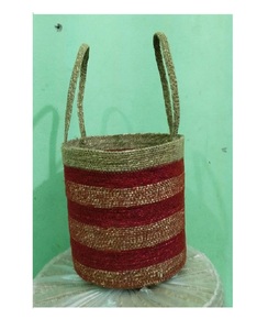 Handmade Jute Storage Basket With Dual Handles Woven Rope Organizer Bag For Home Laundry Picnic Storage Decorative Basket - Product Image 1