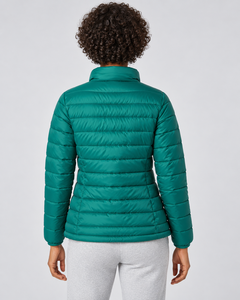 Chaqueta Acolchada para Mujer, Verde, Cuello Alto, Manga Larga, Relleno de Poliéster, para Otoño - Product Image 4