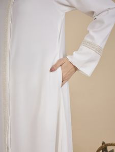 Best2026 Dubai, Hermosa Ropa Islámica Tradicional Blanca para Mujer, Abaya de Arabia Saudita, Abaya de Dubái, Ropa Musulmana, Prendas del Golfo - Product Image 3