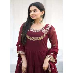 Designer Embroidered Georgette Gown with Sequence Embroidered Work for <b>Career</b> <b>Dresses</b> - Product Image 4