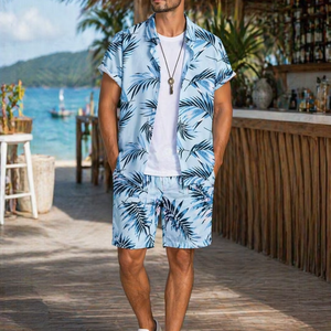 Men's Casual Beech Wear Summer Shirt 300 Grams Breathable Quick Dry Eco-Friendly Short Sleeve Floral Print Design 100% Polyester - Product Image 1